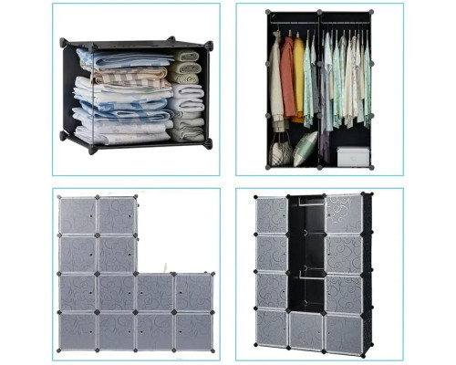Пластикова складана шафа Storage Cube Cabinet «МР 312-62» Чорна (110х37х146см)