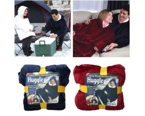 Толстовка — плед із капюшоном HUGGLE HOODIE BLANKET, плед із рукавами Бордовий