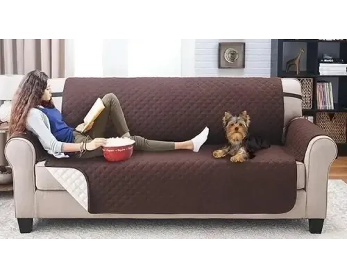 Двусторонняя накидка на диван Couch Coat коричневого цвета Чехол для мебели водонепроницаемый Двусторонняя накидка на диван Couch Coat коричневого цвета Чехол для мебели водонепроницаемый