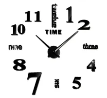 Большие настенные часы Horloge 3D DIY кварц (Черные) Бескаркасные часы на стену