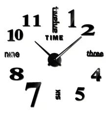 Большие настенные часы Horloge 3D DIY кварц (Черные) Бескаркасные часы на стену