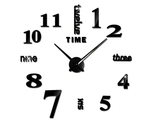 Большие настенные часы Horloge 3D DIY кварц (Черные) Бескаркасные часы на стену Большие настенные часы Horloge 3D DIY кварц (Черные) Бескаркасные часы на стену