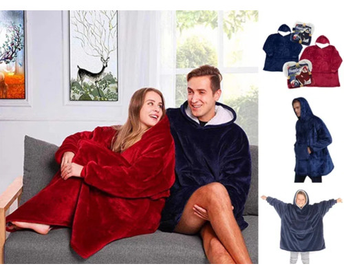 Толстовка — плед із капюшоном HUGGLE HOODIE BLANKET, плед із рукавами Бордовий