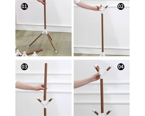 Вішалка стійка підлогова для одягу Coat Rack, металева на 9 гачків у три яруси розбірна на тринозі