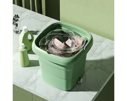 Складана пральна машина Folding Washing Machine силіконова складана стирання відро 7 л. Зелений
