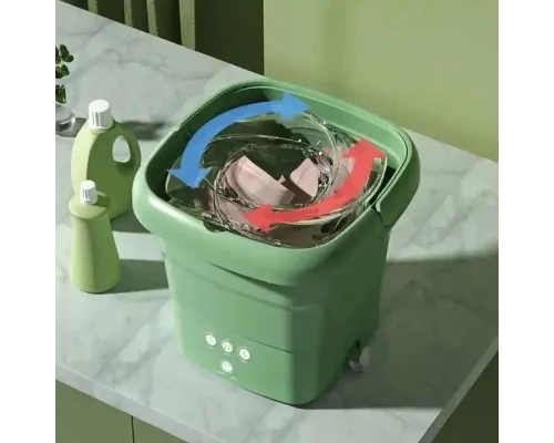 Складана пральна машина Folding Washing Machine силіконова складана стирання відро 7 л. Зелений