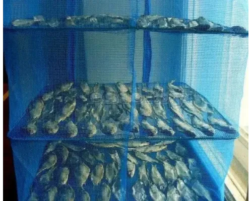 Сетка для сушки рыбы (фруктов и овощей) сушилка Трехярусная 45х45х55| Сетка для сушки грибов