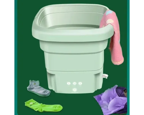 Складана пральна машина Folding Washing Machine силіконова складана стирання відро 7 л. Зелений