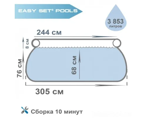 Наливной бассейн Intex Семейный 305х76см, объём: 3854л с фильтр-насосом 28122 Наливной бассейн Intex Семейный 305х76см, объём: 3854л с фильтр-насосом 28122