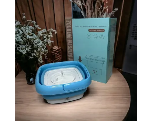 Портативная складная 8 ЛИТРОВ мини-стиральная машина Folding Washing Machine голубая