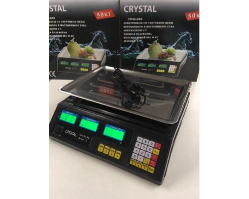 Весы электронные торговые со счетчиком цены Crystal CT-500 до 50 кг Весы электронные торговые со счетчиком цены Crystal CT-500 до 50 кг