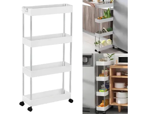 Этажерка на колесах 4 яруса (87×38×13см), Bathroom Rack / Напольная полка-органайзер / Стеллаж-этажерка Этажерка на колесах 4 яруса (87×38×13см), Bathroom Rack / Напольная полка-органайзер / Стеллаж-этажерка