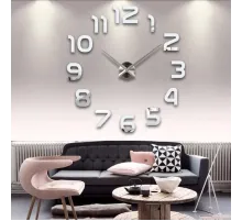 Настенные 3D часы 120 см серые ZH002
