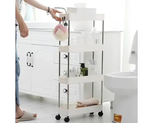 Этажерка на колесах 4 яруса (87×38×13см), Bathroom Rack / Напольная полка-органайзер / Стеллаж-этажерка Этажерка на колесах 4 яруса (87×38×13см), Bathroom Rack / Напольная полка-органайзер / Стеллаж-этажерка