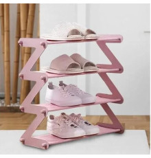 Полиця-стійка-органайзер для взуття на 4 полиці Shoe Rack Amazin рожева