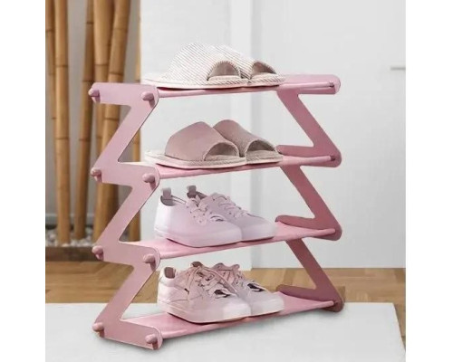 Полиця-стійка-органайзер для взуття на 4 полиці Shoe Rack Amazin рожева
