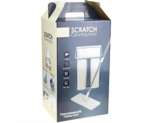 Швабра та Відро Велике Scratch Cleaning Mop зі складаною ручкою та системою віджимання, дві насадки мікрофібри