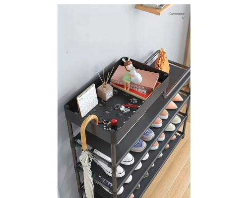 Стелаж для взуття Shoe rack BLACK Полиця для взуття-08-02, Метал, 60х18.5х78.5 см