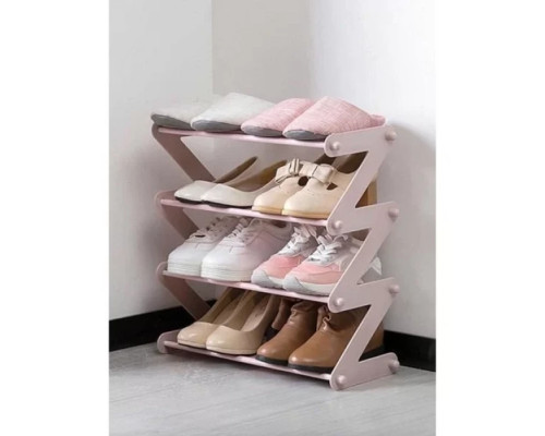 Полиця-стійка-органайзер для взуття на 4 полиці Shoe Rack Amazin рожева