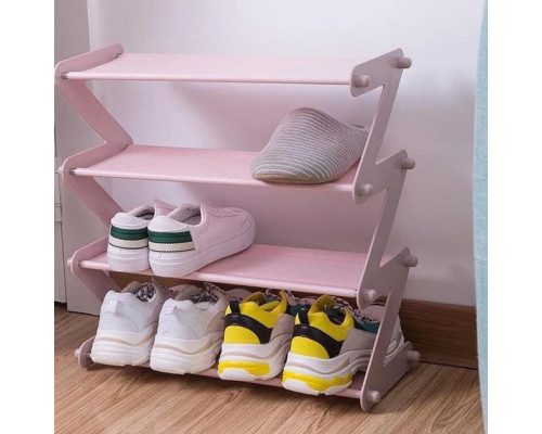 Полиця-стійка-органайзер для взуття на 4 полиці Shoe Rack Amazin рожева
