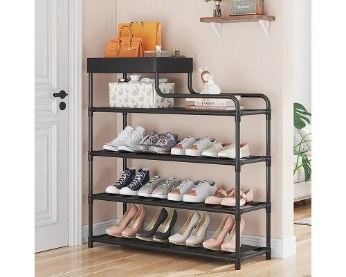 Стелаж для взуття Shoe rack BLACK Полиця для взуття-08-02, Метал, 60х18.5х78.5 см