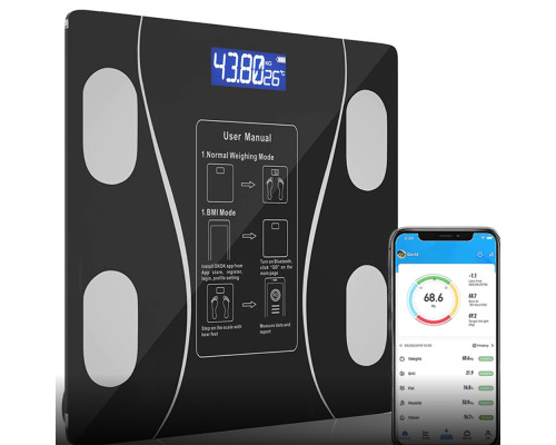 Напольные умные фитнес весы Bluetooth до 180 кг A-8003 / Смарт весы с приложением Напольные умные фитнес весы Bluetooth до 180 кг A-8003 / Смарт весы с приложением