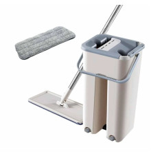 Швабра та Відро Велике Scratch Cleaning Mop зі складаною ручкою та системою віджимання, дві насадки мікрофібри