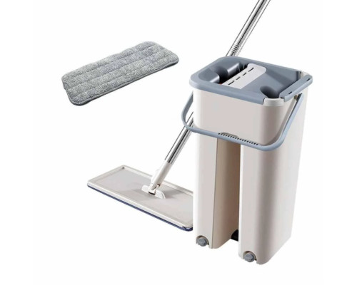 Швабра та Відро Велике Scratch Cleaning Mop зі складаною ручкою та системою віджимання, дві насадки мікрофібри