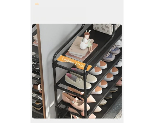 Стелаж для взуття Shoe rack BLACK Полиця для взуття-08-02, Метал, 60х18.5х78.5 см