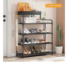 Стеллаж для обуви Shoe rack BLACK Полка для обуви-08-02, Металл, 60х18.5х78.5 см