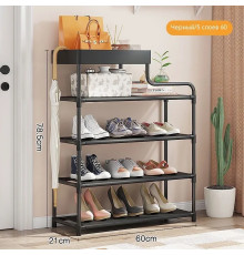 Стелаж для взуття Shoe rack BLACK Полиця для взуття-08-02, Метал, 60х18.5х78.5 см