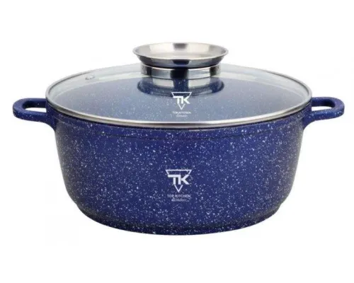 Кастрюля казан с мраморным антипригарным покрытием 24см 4,2л Top Kitchen TK00052 Синий Кастрюля казан с мраморным антипригарным покрытием 24см 4,2л Top Kitchen TK00052 Синий