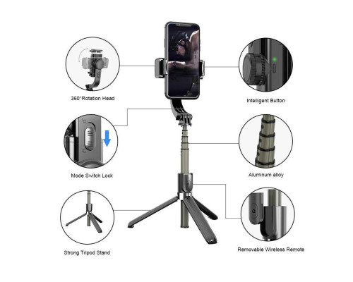Стабілізатор телефона Gimbal L08. Штатив тримач телефона з Bluetooth пультом дистанційного керування Стабілізатор телефона Gimbal L08. Штатив тримач телефона з Bluetooth пультом дистанційного керування