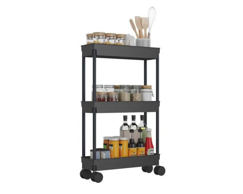 Узкая полка тележка на колесах для ванной и кухни на 3 яруса 61*40*26 см STORAGE RACK-3 Узкая полка тележка на колесах для ванной и кухни на 3 яруса 61*40*26 см STORAGE RACK-3