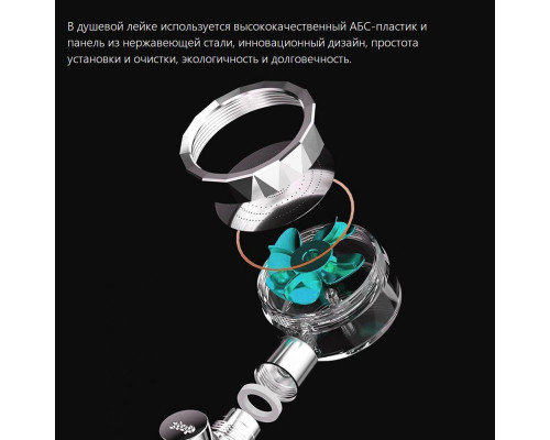 Водоощадна воронка-насадка для душу Turbocharged shower head з функцією стоп і обертанням на 360°
