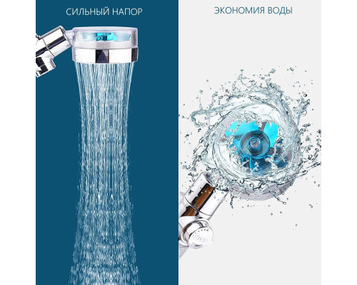 Водоощадна воронка-насадка для душу Turbocharged shower head з функцією стоп і обертанням на 360°