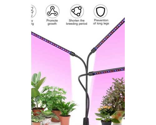 Ультрафиолетовая лампа для растений j22wl-03 LED LIGHT Полный спектр 3 головы LED Ультрафиолетовая лампа для растений j22wl-03 LED LIGHT Полный спектр 3 головы LED