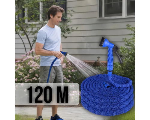 Шланг садовый 120 м для полива с распылителем 7 режимов работы V-HOSE PRO Синий Шланг садовый 120 м для полива с распылителем 7 режимов работы V-HOSE PRO Синий