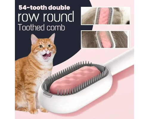 Щітка для вичісування шерсті хатніх тварин 4 в 1 Pet Cleaning Comb з масажем і чищенням речей Pink W28