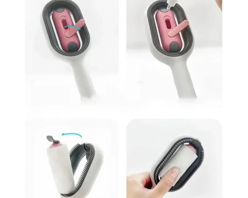 Щітка для вичісування шерсті хатніх тварин 4 в 1 Pet Cleaning Comb з масажем і чищенням речей Pink W28