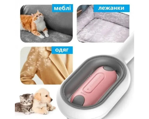 Щітка для вичісування шерсті хатніх тварин 4 в 1 Pet Cleaning Comb з масажем і чищенням речей Pink W28
