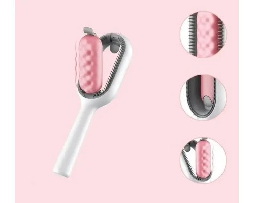 Щітка для вичісування шерсті хатніх тварин 4 в 1 Pet Cleaning Comb з масажем і чищенням речей Pink W28