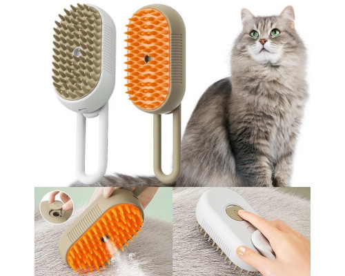 Щітка-масажер-спрей парова Pet Spray Massage Brush 3в1 для вичісування собак і кішок Біла