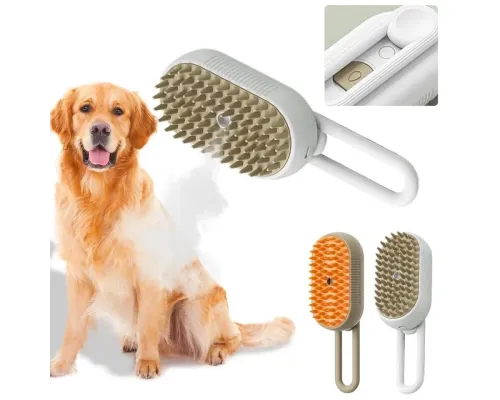 Щітка-масажер-спрей парова Pet Spray Massage Brush 3в1 для вичісування собак і кішок Біла
