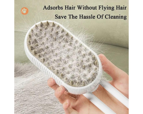 Щітка-масажер-спрей парова Pet Spray Massage Brush 3в1 для вичісування собак і кішок Біла