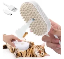 Щітка-масажер-спрей парова Pet Spray Massage Brush 3в1 для вичісування собак і кішок Біла