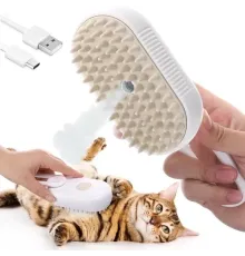 Щітка-масажер-спрей парова Pet Spray Massage Brush 3в1 для вичісування собак і кішок Біла