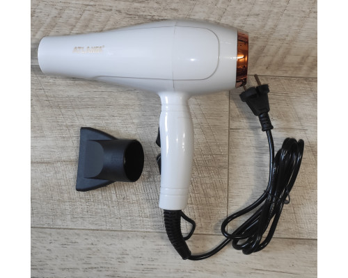 Фен мощный Atlanfa AT-Q63 2500 W с щелевой насадкой белый