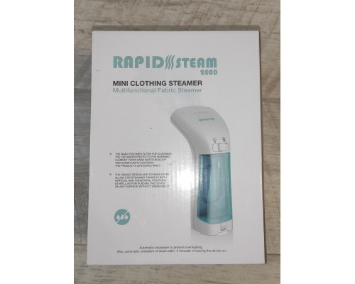 Отпариватель ручной электрический для одежды Rapid Steam 2000 900W контейнер 100 мл новый белый