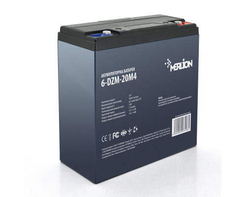 Тягова акумуляторна батарея AGM MERLION 6-DZM-20, 12V 20Ah M4 (181х77х167 мм) Q3